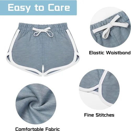 Vista 6 de JOCMIC Pantalones cortos deportivos para niñas, paquete de 3 pantalones cortos para correr, pantalones cortos de entrenamiento para niños