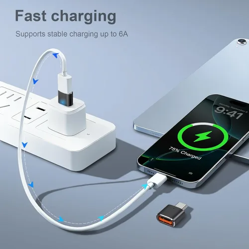 Vista 6 de Paquete de 6 adaptadores USB C a USB, USB C macho a USB 3.0 hembra OTG adaptador para iPhone 17/16/15, Mac, iPad, Samsung Galaxy S24 S25, portátil