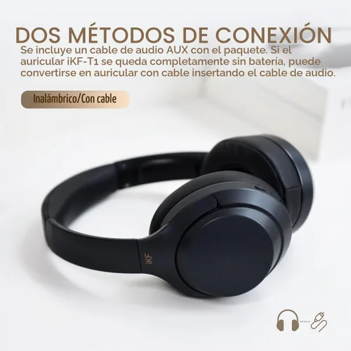 Vista 7 de iKF Auriculares inalámbricos T1, tiempo de reproducción de 50 horas, graves negro (Black 1.0)