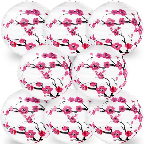 Vista 11 de LYART 4 piezas de pantalla de lámpara de papel con diseño de cereza china/japonesa para restaurante, iglesia, regalo de boda, favores de fiesta