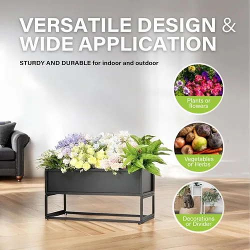 Vista 5 de Cocoyard - Maceta elevada – Cama de jardín elevada duradera con agujeros de drenaje para plantas altas, hierbas y flores, maceta rectangular