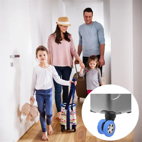Vista 2 de Fundas de rueda de equipaje, fundas de silicona para ruedas, 8 piezas de cubierta de protección de rueda para compartimento de equipaje, Azul