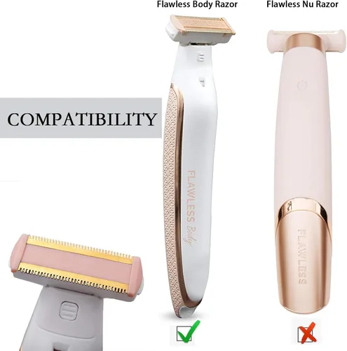 Vista 2 de LinMei Cabezal de repuesto compatible con acabado táctil Flawless Body Recargable afeitadora y recortadora con 2 cepillos de limpieza