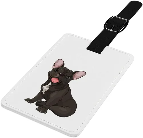 Vista 2 de Etiqueta de equipaje de Bulldog francés, etiqueta de bolsa de viaje con diseño de perro, etiqueta gráfica para bolsa de viaje