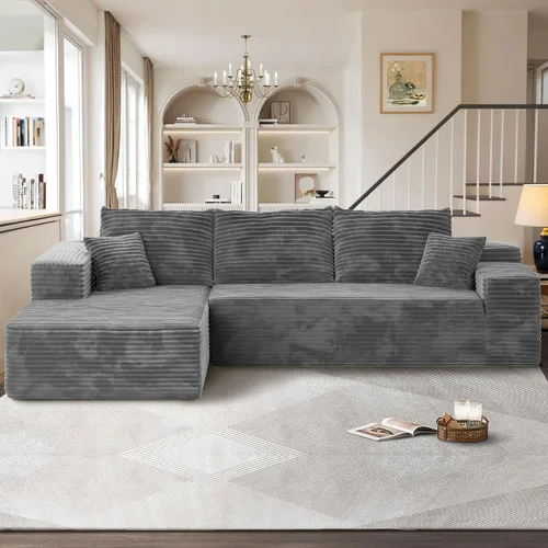 Vista 25 de Sofás seccionales Cloud de 96 pulgadas para sala de estar, sofá sin hueso en forma de L con cómoda silla, sofá modular con asiento profundo,