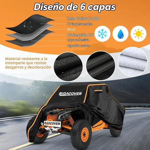 Vista 2 de Funda UTV de 2 plazas para Can am Maverick X3/Yamaha YXZ 1000R/RZR Pro XP con tiras reflectantes, resistente al viento, impermeable, para todo tipo