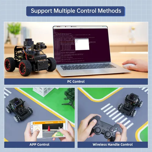 Vista 2 de LewanSoul Robot Car para Raspberry Pi 5 ROS2 programable AI Vision Smart Robot Kit 360° Movimiento chasis, Lidar SLAM mapeo navegación planificación