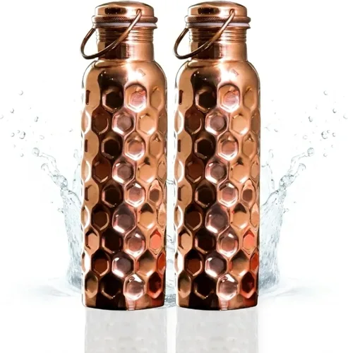 Vista 9 de Craft Trade - Botella de agua de cobre negro para beber y viajar, paquete Negro envejecido