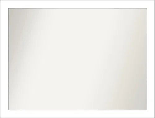 Vista 126 de Amanti Art Espejo de baño blanco para sobre el fregadero, 24 x 26 pulgadas, espejo rectangular blanco y blanco, marco de madera contemporáneo