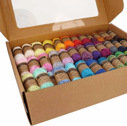 Vista 7 de Scheepjes Catona Color Pack, 109 Mini madejas (0.35 oz cada una) Surtido de algodón mercerizado