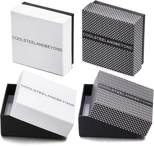 Vista 6 de COOLSTEELANDBEYOND Collar único con colgante de etiqueta de perro negro con incrustaciones de estrella de David de plata de acero inoxidable