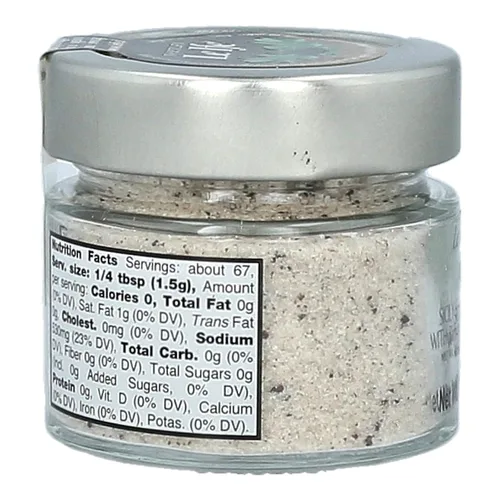 Vista 4 de Sicilia - Botella de vidrio de sal marina con trufa negra (3.52 onzas) TARTUFI LE IFE