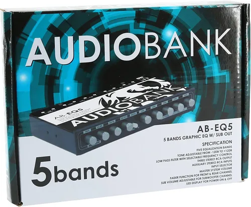Vista 7 de AUDIOBANK AB-EQ5 Five Bank Indash Graphic Equalizer 1/2 DIN RCA Salidas/Conectores chapados en oro y controles separados para sistema maestro