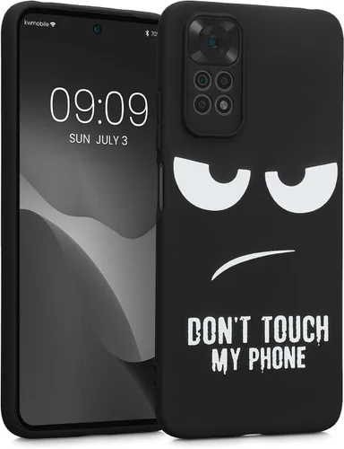 Vista 22 de kwmobile Funda de silicona TPU compatible con Xiaomi 11T/11T Pro - Funda suave - No toques mi teléfono blanco/negro