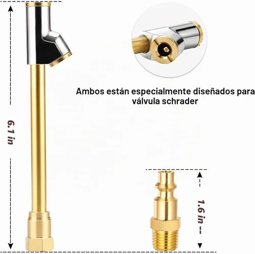 Vista 2 de Juego de Mandril de Aire Premium de Conexión de 2 Vías Hecho de Latón para Trabajo Pesado, Mandril de Doble Cabezal Recto de 1/4 Pulgadas FNPT