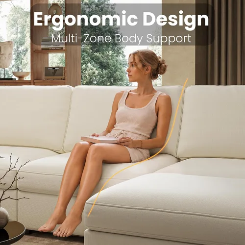 Vista 7 de Sofá modular en forma de L de gran tamaño con almacenamiento y asiento Beige