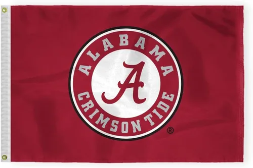 Vista 9 de Banderas con logotipo de la Universidad de Alabama Football Crimson Tide Circle A, de 12 x 18 pulgadas, nailon 200D impreso de doble capa con ojales