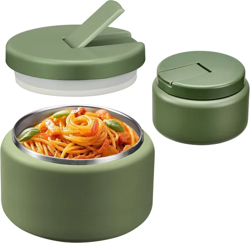 Vista 16 de Termo de sopa de 13.5 onzas para niños con tapa de hebilla, recipiente de comida aislado al vacío, boca ancha, a prueba de fugas, acero inoxidable