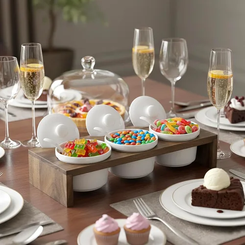 Vista 2 de MyGift Juego de Servir de Condimentos de 10 Piezas Incluye Bandeja de Presentación Elevada de Madera Sólida de Acacia Premium y 3 Cuencos