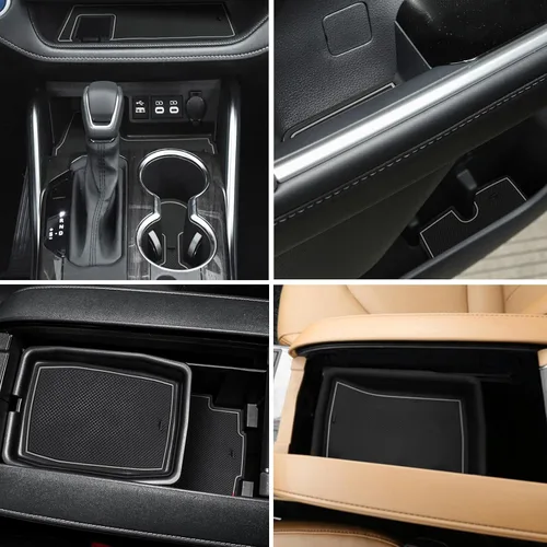 Vista 12 de Auovo Alfombrillas antipolvo para puerta Toyota Highlander Accesorios 2019 2018 2017 2016 2015 2014 Inserto para portavasos con revestimiento