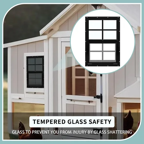Vista 6 de Tandefio - Ventanas de cobertizo de 12 x 18 pulgadas, ventanas pequeñas de 12 x 18 pulgadas, montaje empotrado negro con vidrio templado y pantalla