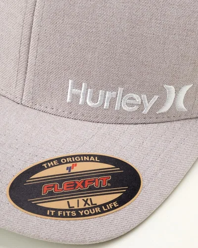 Vista 3 de Hurley Gorra de béisbol One & Only Corp Flexfit Perma Curve Bill para hombre, Gris (Cool Grey)