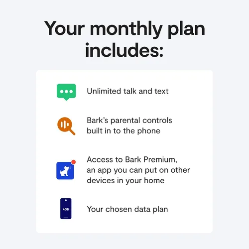 Vista 3 de Teléfono Bark - El teléfono más seguro para niños y adolescentes - Monitorea mensajes de texto, redes sociales y más - Controles parentales a prueba