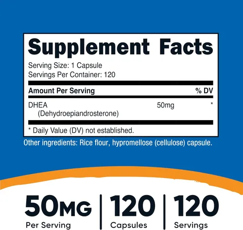Vista 2 de Nutricost DHEA 50 mg, 120 cápsulas - Sin gluten, sin soya, sin OMG, suplemento