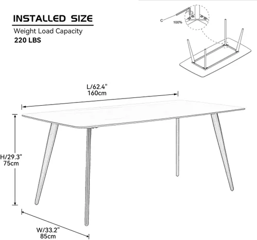 Vista 3 de LKTART Mesa de comedor ovalada blanca de 62.5 pulgadas con mesa de piedra sinterizada y patas de metal (sin sillas)