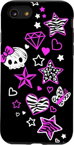 Vista 18 de Carcasa estética para iPhone 16 McBling Doodles Bimbo Trashy Y2K Animal Print Star
