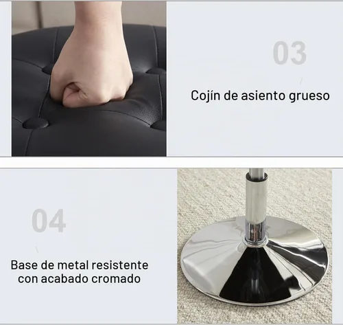 Vista 6 de Gitrah - Taburete de tocador negro, giratorio, ajustable, cómodo taburete de maquillaje