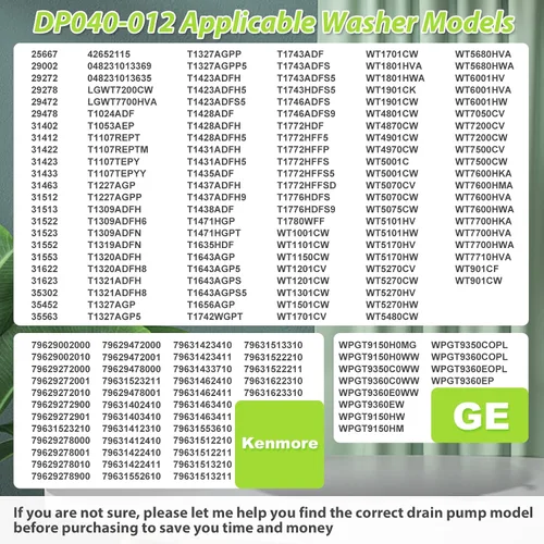Vista 3 de DP040-012 4681EA1007A Bomba de drenaje (OEM) Compatible con LG, Bomba de drenaje para lavadora Kenmore, Reemplaza 5859EA1004F 5859EA1004P