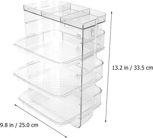 Vista 4 de Cabilock Plato de comida transparente de 3 capas, apilable, olla caliente, bandeja de preparación de alimentos, estante de cocina, restaurante, Tres