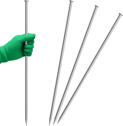 Vista 16 de VVOKGO Estacas de refuerzo de 12 pulgadas de metal con puntas en espiral para asfalto (16 piezas), anclajes galvanizados de 1/2 pulgada de diámetro
