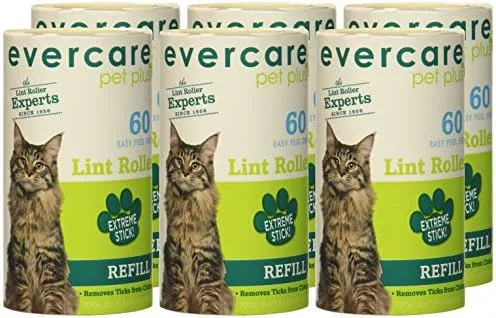 Vista 2 de Evercare Paquete de 6 repuestos de rodillo para pelusas para mascotas (30.1 pies x 4 pulgadas cada uno)