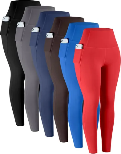 Vista 11 de LZYVOO - Leggings con bolsillos para mujer, 6 paquetes, pantalones de yoga de cintura alta suaves con control de abdomen para entrenamiento