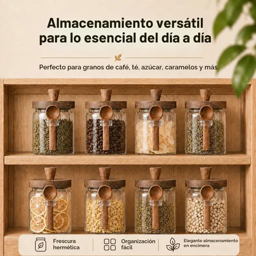Vista 4 de ANSQU Tarro de vidrio con cuchara, tarro de café de 13.5 oz