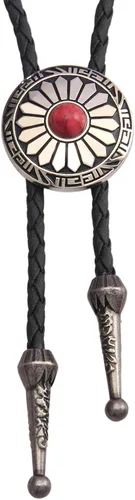 Vista 415 de Jeilwiy Corbata de bolo para hombre, corbata de vaquero occidental, collar de corbata de bolo dorado, corbata de cuero, corbata de Halloween