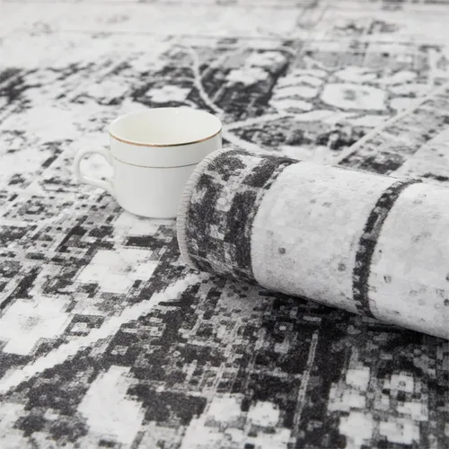 Vista 6 de Auemtyn Alfombra de área de 8 x 10 pies para sala de estar, alfombra lavable con parte trasera antideslizante, alfombra de pelo bajo para gris