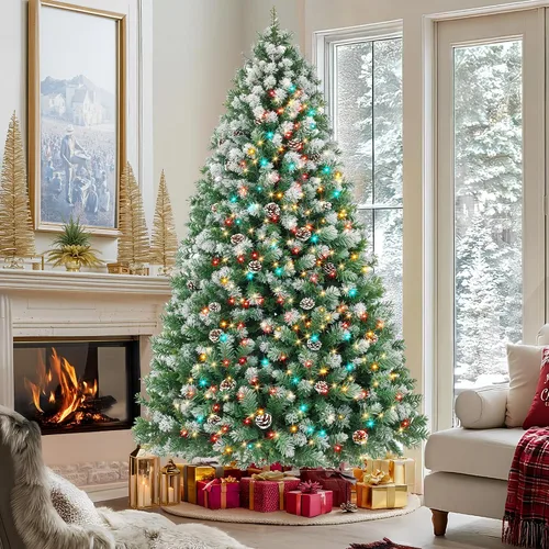 Vista 2 de HOLLO STAR Árbol de Navidad preiluminado de 7.5 pies con 379 luces LED, control de aplicación, árbol de Navidad artificial, luces RGBW multicolor