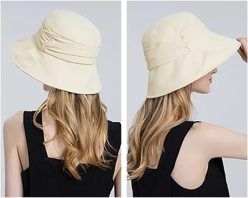 Vista 2 de DOCILA Elegante sombrero de pescador plisado para mujer, de algodón liso, ligero, gorras de pescador, viseras plegables