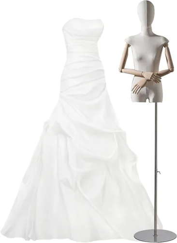 Vista 7 de Adjustable Female Mannequin Torso with Head & Wooden Arms - Ideal Dress Form for Sewing, Clothing Display, Jewelry Showcase, Tailoring & Fashion