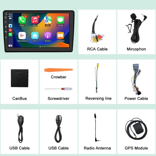 Vista 7 de Junsun Radio de coche estéreo Android 12 para Dodge Ram 1500 2500 2009-2012 Jeep Wrangler JK 2008-2018 con CarPlay Android Auto inalámbrico