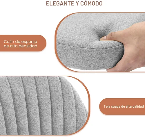 Vista 4 de DUMOS Silla de oficina, cómoda silla de escritorio giratoria con ruedas, asiento ancho, sin brazos, altura ajustable, para el hogar, dormitorio
