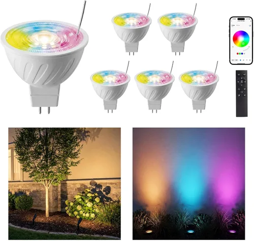 Vista 11 de Gardenreet RGBCW - Bombilla LED MR16, 12 V, bajo voltaje, regulable, halógeno, repuesto para caminos al aire libre e interiores, cambio