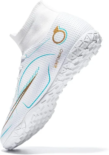 Vista 5 de JIEBUNIAO Botas de fútbol para hombre, zapatos de fútbol profesionales de alta calidad, para interiores y exteriores, cómodos tenis atléticos