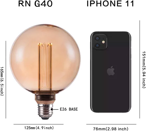 Vista 5 de Bombilla Inteligente WiFi Globo Decorativo LED Regulable LED Ámbar G125 Ámbar 4.9 pulgadas