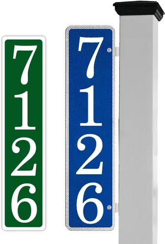 Vista 30 de Placa de dirección de metal personalizada, señales de números para placa de pared de casa, señal de dirección con nombre de calle, números de casa