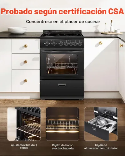 Vista 6 de Horno eléctrico VEVOR de 24 pulgadas, 2.7/4.8/6 pies cúbicos horno Negro