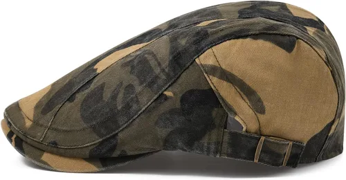 Vista 2 de VOBOOM Hombres Algodón Newsboy Boina Sombrero Duckbill Hebilla Cabbie Cap